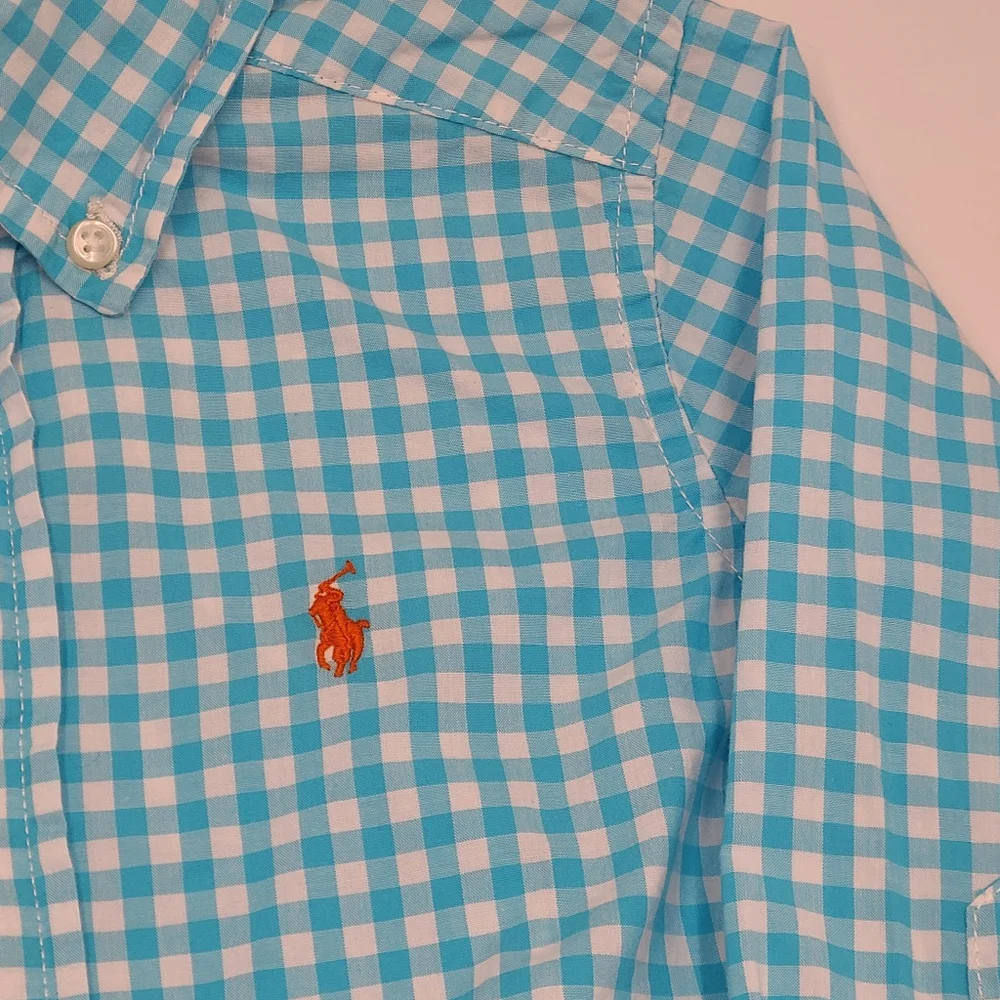 Ralph Lauren toddler boys' blue check button down size 2T